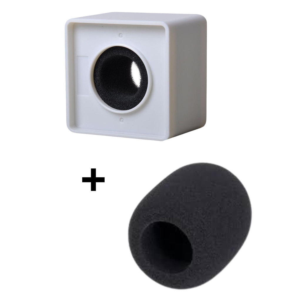 Canopla Microfone Quadrado BRANCO + Espuma para SM58 e similares Shure Sennheiser, Leson, TSI, importados