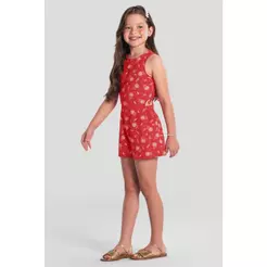 Macaquinho infantil menina florido em cotton Brandili