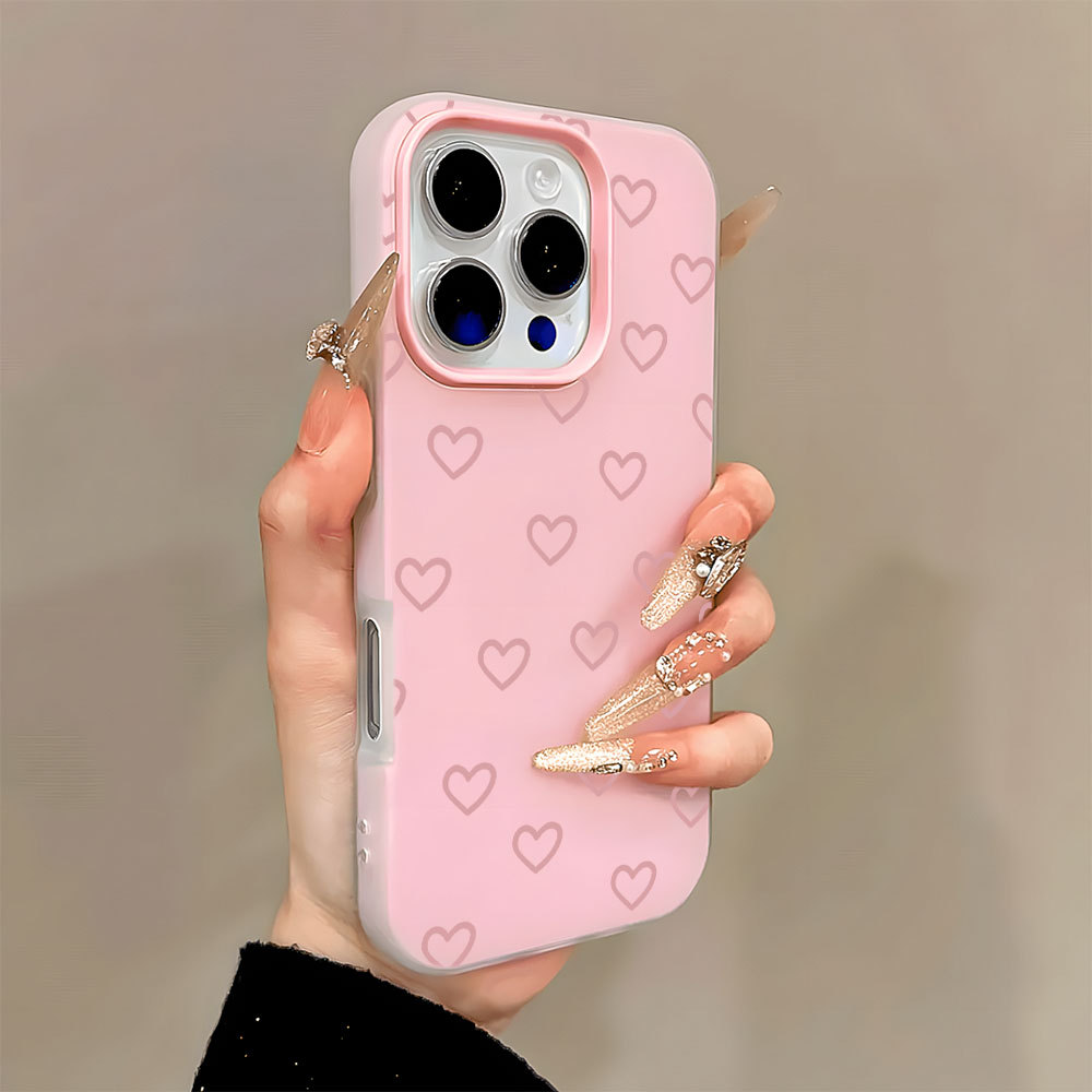 Rosa Oco Coração Geléia 2in1 Capa Capinha Silicone Para IPhone 13 11 12 14 15 16 17 16e Normal Pro Max Ar Macarons Caso em Oferta na Shopee
