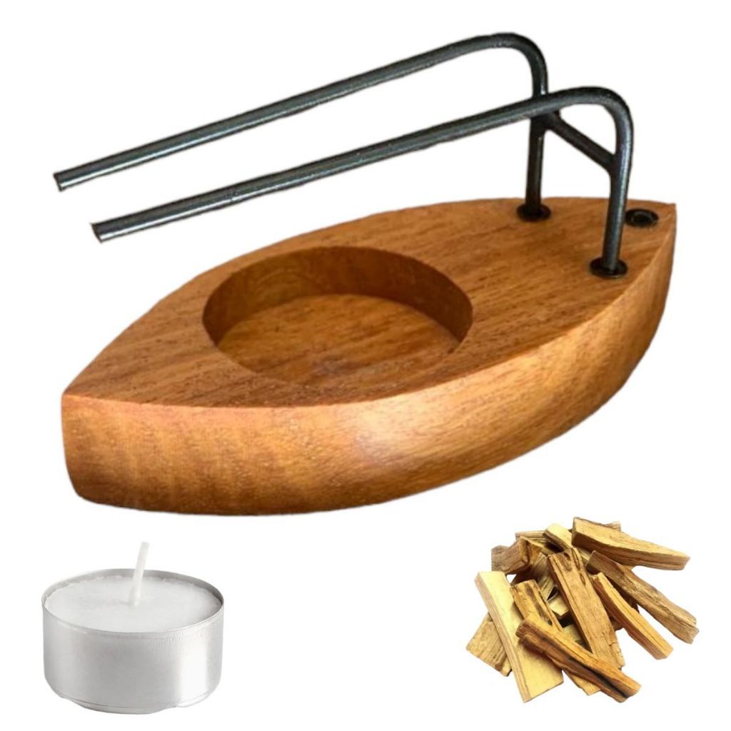 Porta Palo santo Incensário + 100g de Palo Santo + 10 velas