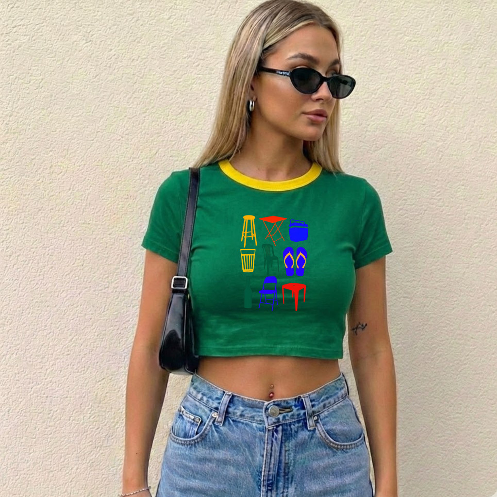 Camiseta Cropped Brasilidades Casual em Oferta na Shopee