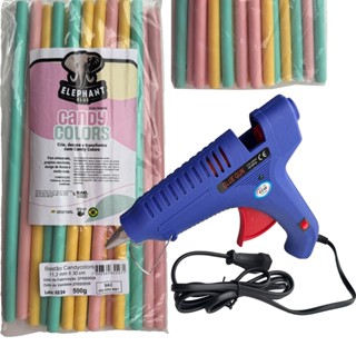 Kit Cola Quente Profissional – Pistola + 500g Bastões 11,2mm Candy Colors em Oferta na Shopee