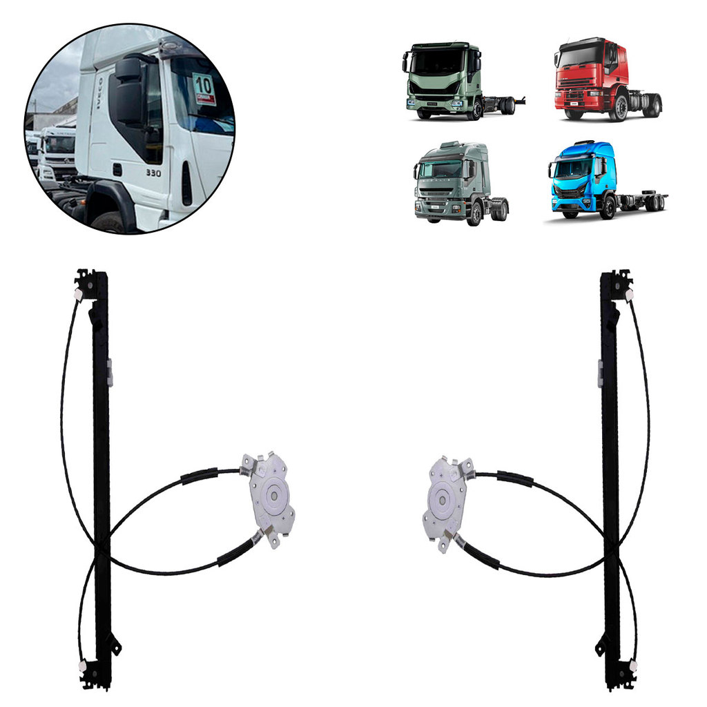 Par Máquina de Vidro Stralis Eurocargo Tector Cavallino Anos 1998 1999 2000 2001 2002 2003 a 2025