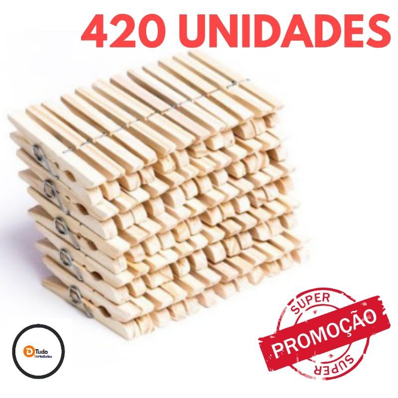 420 Unidades de Prendedor De Roupas, Madeira