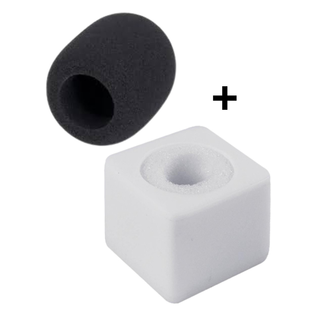 Canopla Microfone cubo + Espuma para SM58 e similares Shure, Sennheiser, Leson, TSI, importados