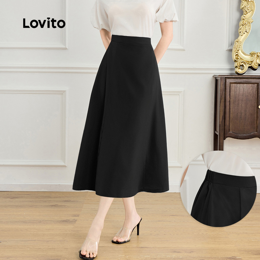 Lovito Saia Casual Com Estrutura Lisa E Saia De Verão/primavera Para Mulheres L128ED466 em Oferta na Shopee