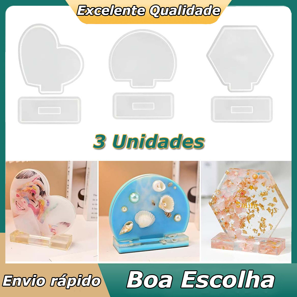 3 peças molde de moldura de foto molde de silicone para fundição de resina epóxi decoração de mesa de casa