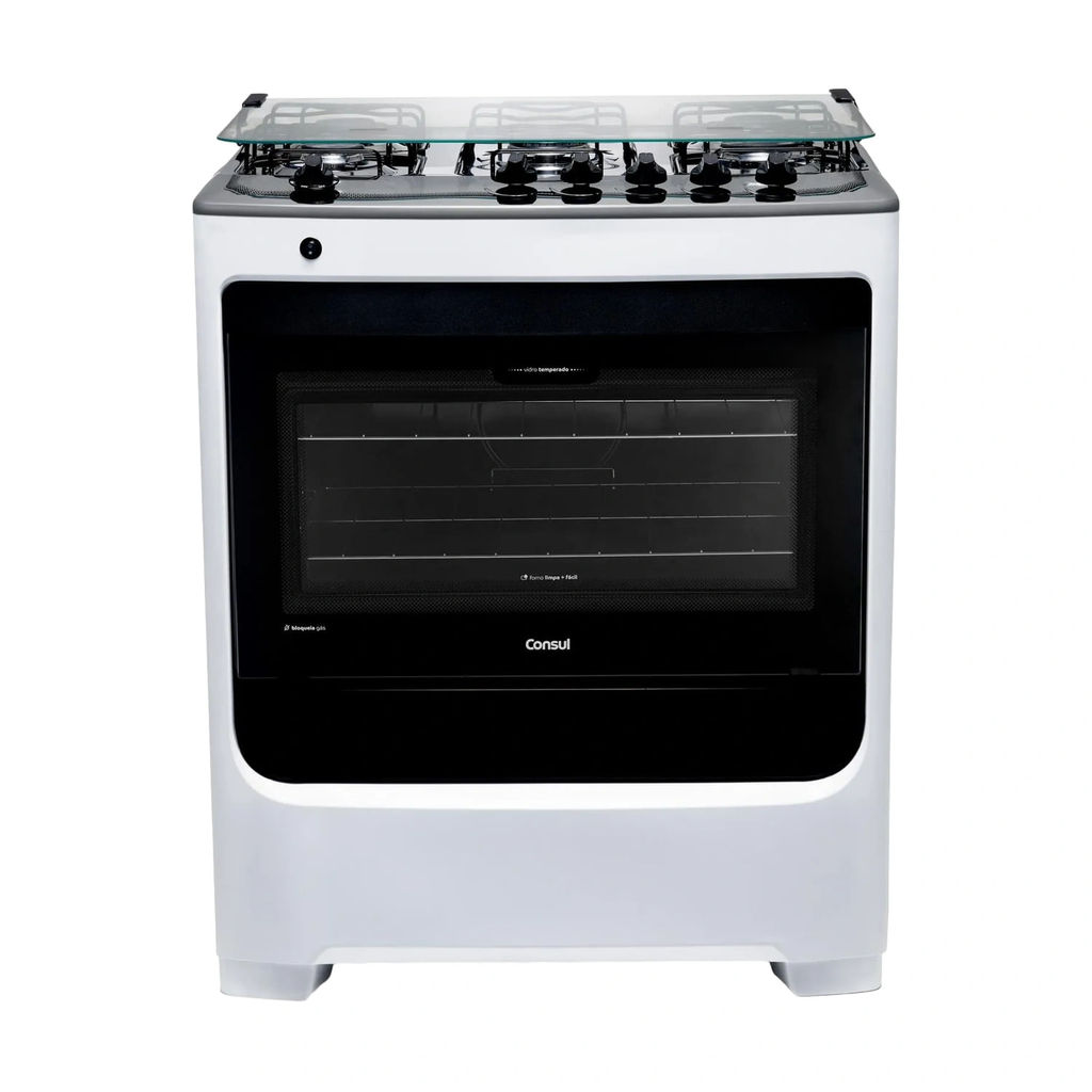 Fogão de Piso Consul 5 Bocas Branco com Acendimento Automático e Botões Removíveis - CFS5NAB em Oferta na Shopee