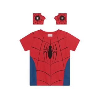 Camiseta infantil menino do Homem-Aranha com luvas Brandili em Oferta na Shopee