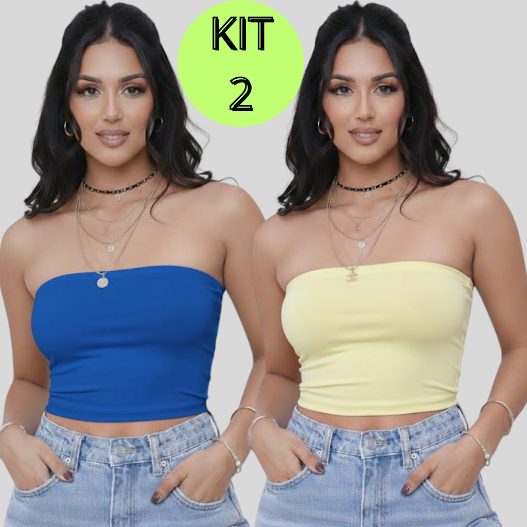 KIT 2 CROPED SUPLEX TOMARA QUE CAIA COLORIDO TOP BÁSICO ACADEMIA TENDENCIA DE MODA ESTILO BLOGUEIRA CARNAVAL