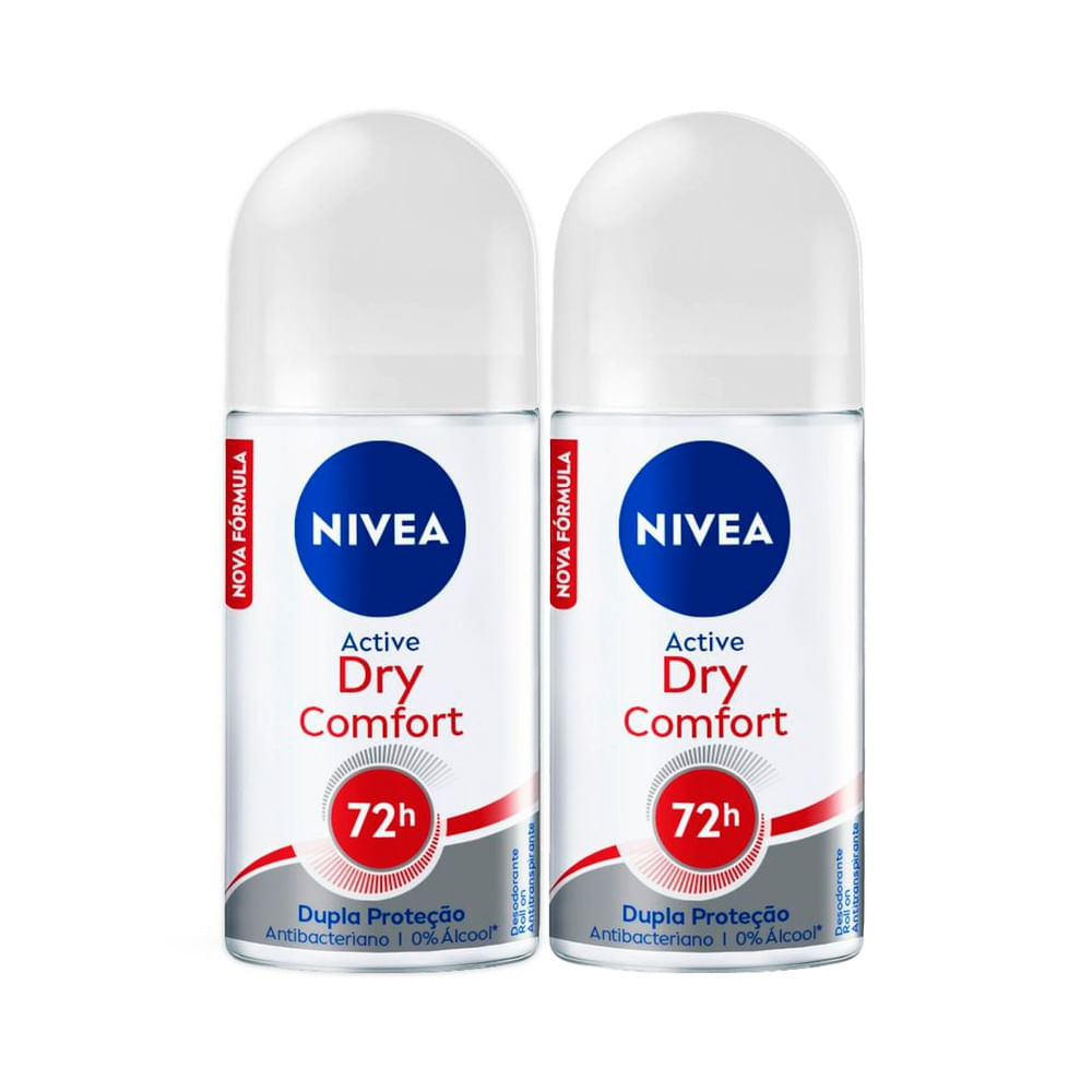 Kit 2 Desodorante Antitranspirante Nivea Roll On Dry Comfort 50ml