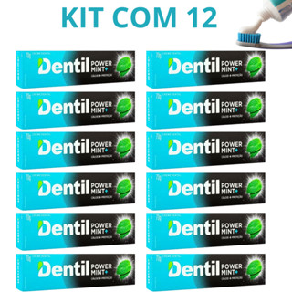 Kit 12 Creme Dental Dentil Power Mint Pasta de Dente Sem Flúor 70g em Oferta na Shopee