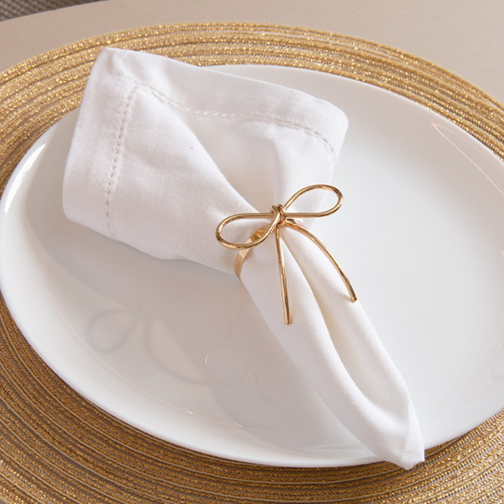 Jogo de 4 Anéis de Guardanapos Decorativos Entre Laços de Metal - Wolff