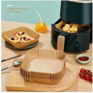 Kit 50 Forma De Airfryer Descartável Redondo Antiaderente Para Cozimento Papel Fritadeira…