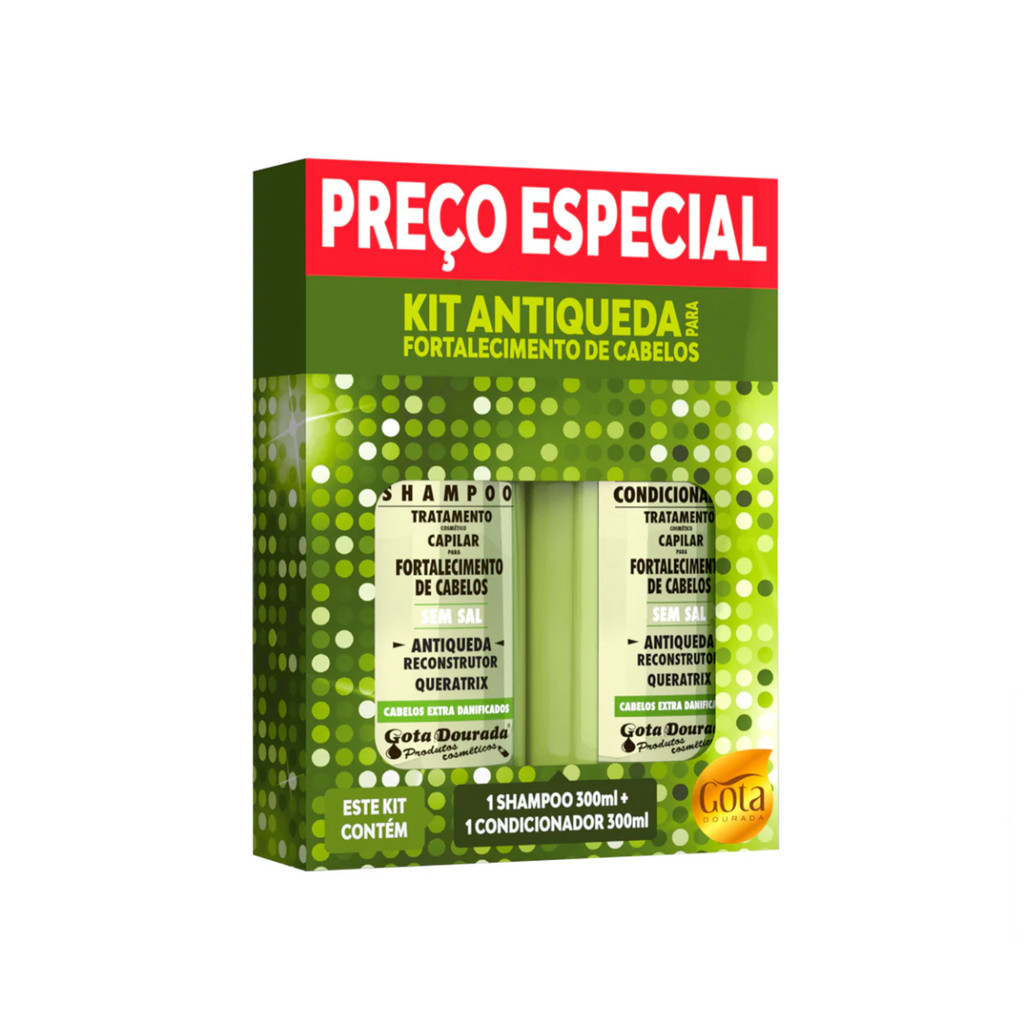 Kit Antiqueda Shampoo E Condicionador Gota Dourada 300ml