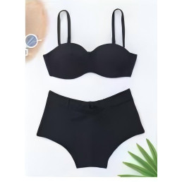 Biquíni Cintura Alta Hot Pant Canelado com Cinto Laço e Bojo Conjunto Modela Corpo Retro Luxo  8594