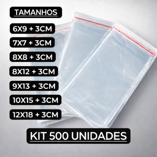 500 Sacos Transparentes com Aba Adesiva para Bijuterias