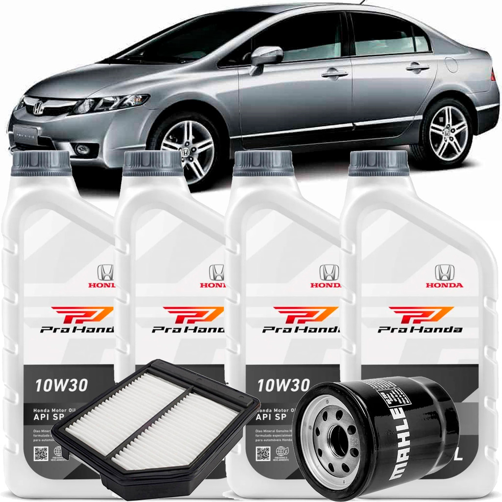 Kit Revisao Oleo Pro Honda 10W30 E Filtros Para Honda Civic G8 1.8 2006 2007 2008 2009 2010 2011