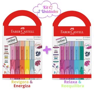 Kit Marca Texto 5 Cores Revigora Energiza/Relaxa Reequilibra Cheirinho Faber-Castell em Oferta na Shopee