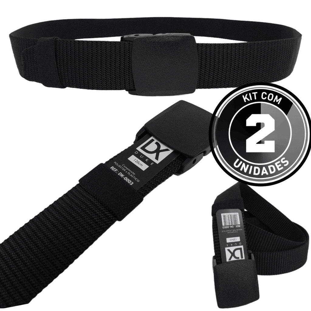 Kit 2 cintos largo masculino nylon fivela de pvc plástico