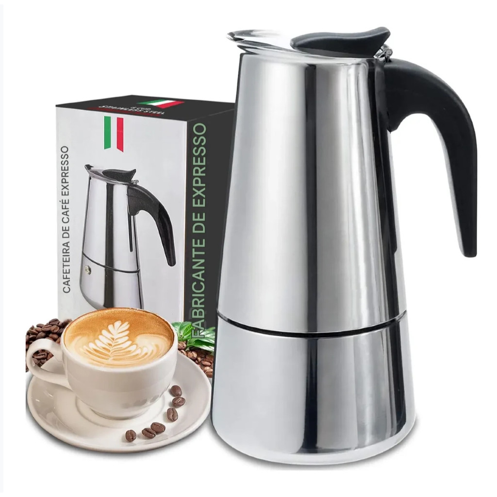Imagem Cafeteira Italiana 12 Xicaras Aço Inoxidável Inox Moka Café Expresso 600ml Grande