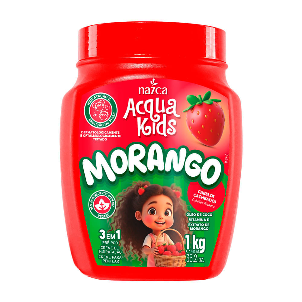 Máscara Acqua Kids Morango 3 em 1 Cabelos Cacheados 1Kg em Oferta na Shopee