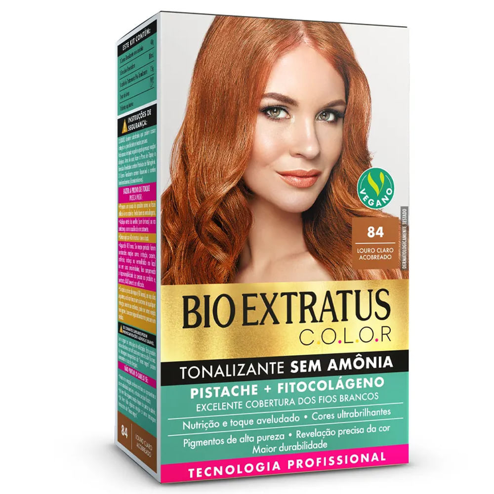 Tonalizante Sem amônia Bio Extratus Color Louro Claro Acobreado 84 em Oferta na Shopee