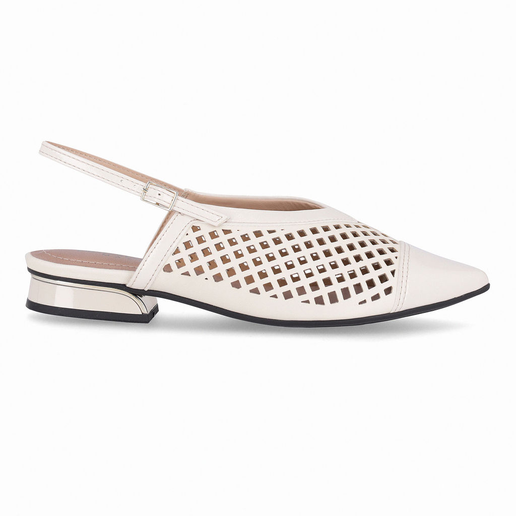 PICCADILLY MAXI - Sapato Slingback Silvia Salto Baixo Off White em Oferta na Shopee