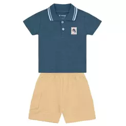 Conjunto polo bebê menino de pinguim Brandili Baby