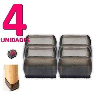 Kit 04 Peças Protetor De Silicone Para Pé Da Mesa E Cadeira PRETO RETANGULAR Tam: P