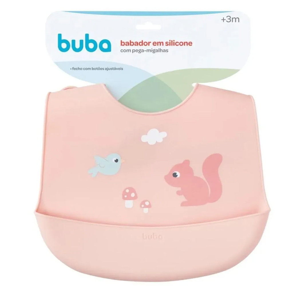 Babador de Silicone Buba Com Pega Migalhas Cloudy Esquilo em Oferta na Shopee