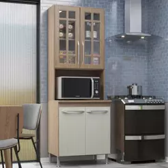 Torre Quente Modulada Com Vidro Para Forno Fidelitá Paris 70cm 4 Portas Nogal/Salinas