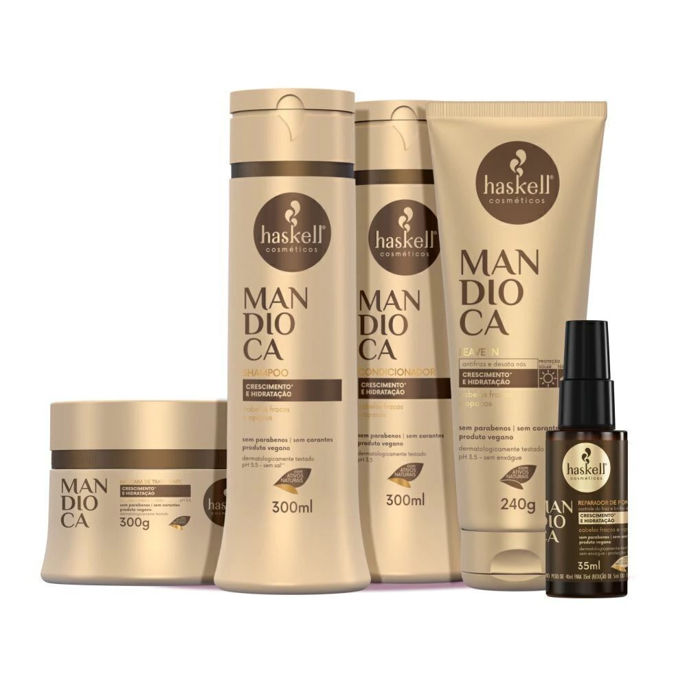 Kit Haskell Mandioca 300gr– Crescimento e Hidratação | 5 Produtos
