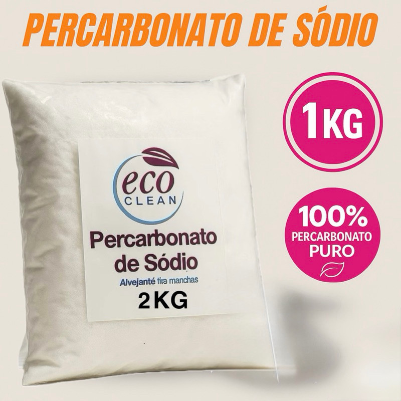 Percarbonato De Sódio 2KG 100% Alvejante Tira Manchas Roupas Brancas Coloridas Limpeza 2kg/1kg/500G