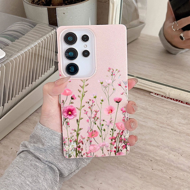 Capinha Para Samsung A03 A05 A06 A07 A12 A13 A14 A15 A16 A17 A20 A23 A32 A34 A36 A50 A51 4G 5G Glitter Flor À Prova De C