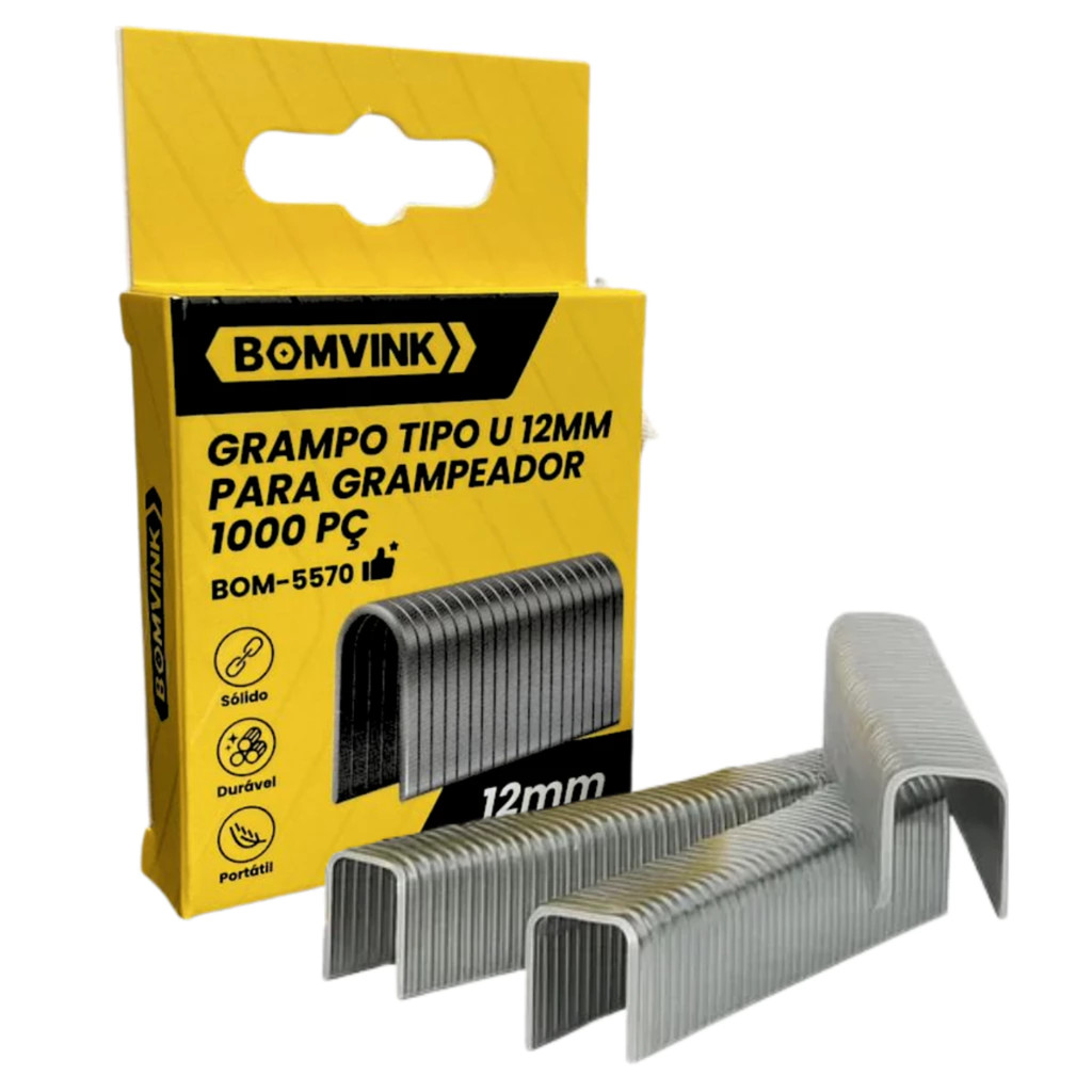 Grampo Reto Pino Tipo U 12mm Para Grampeador Manual Tapeceiro Bomvink