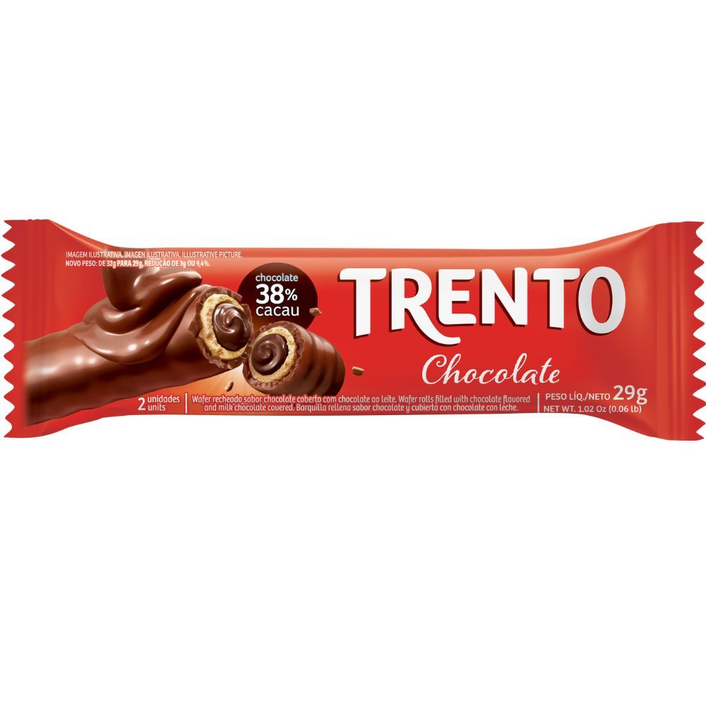 Chocolate Wafer Trento Sabor Chocolate 29g em Oferta na Shopee