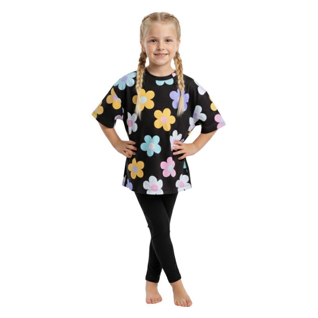 Conjunto Infantil Menina Oversized – Camiseta Estampada + Legging em Oferta na Shopee
