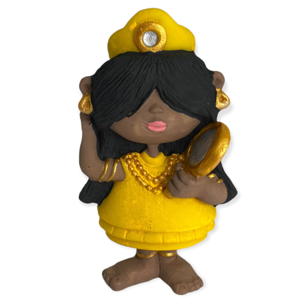 Escultura Orixá Oxum Baby Moreninho Criança 10 cm Resina