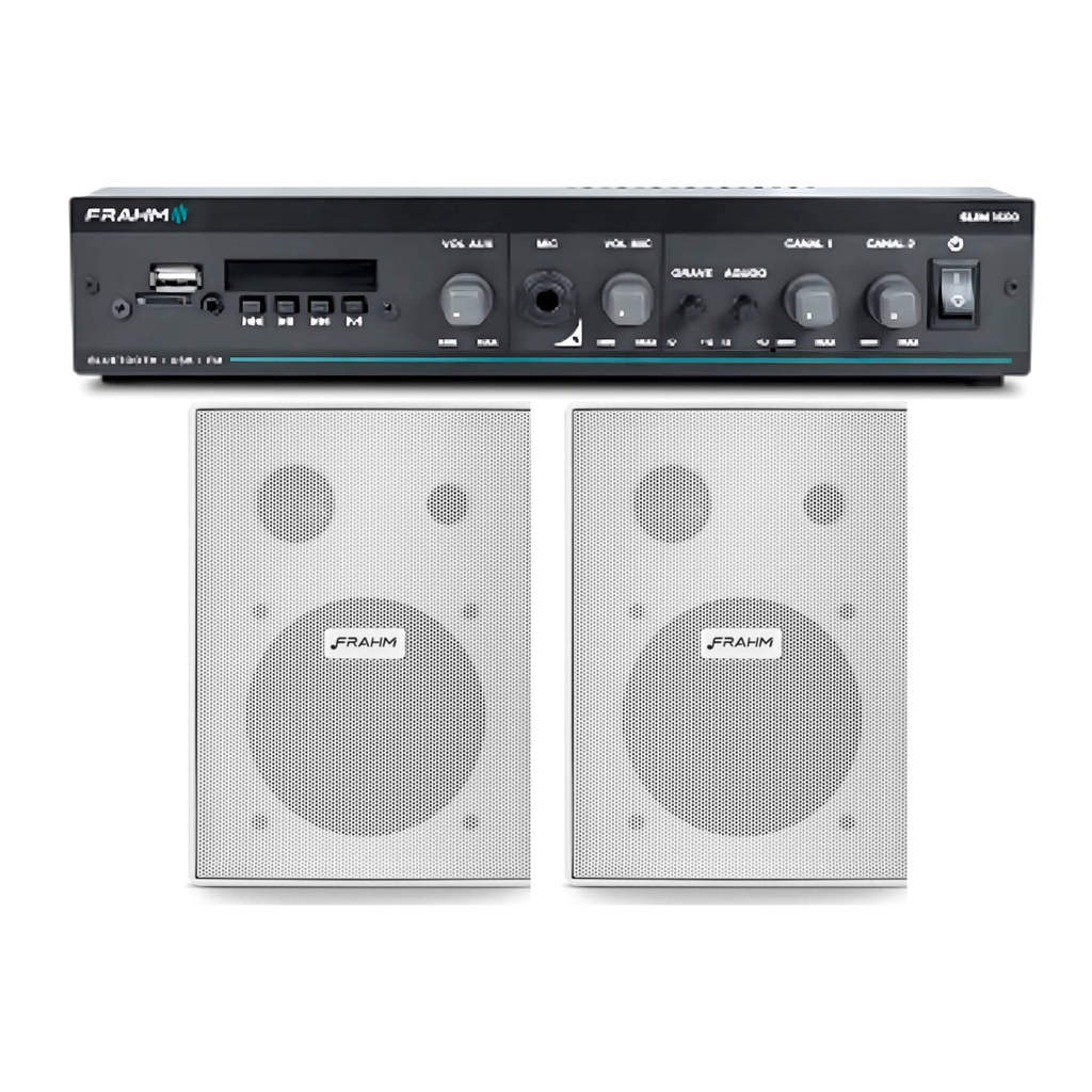 COMP Kit Som Ambiente Amplificador Slim 1600 + Par de Caixa de Som PS 200