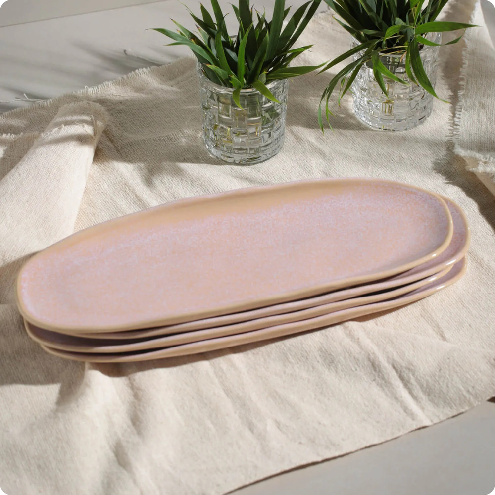 Travessa Oval Rasa Grande Orgânico Litchi 36 x 13Cm Porto Brasil — imagem 2 de 2