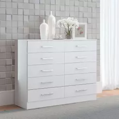 Cômoda Para Quarto Casal Organizadora Com 10 Gavetas Menu Móveis Branco