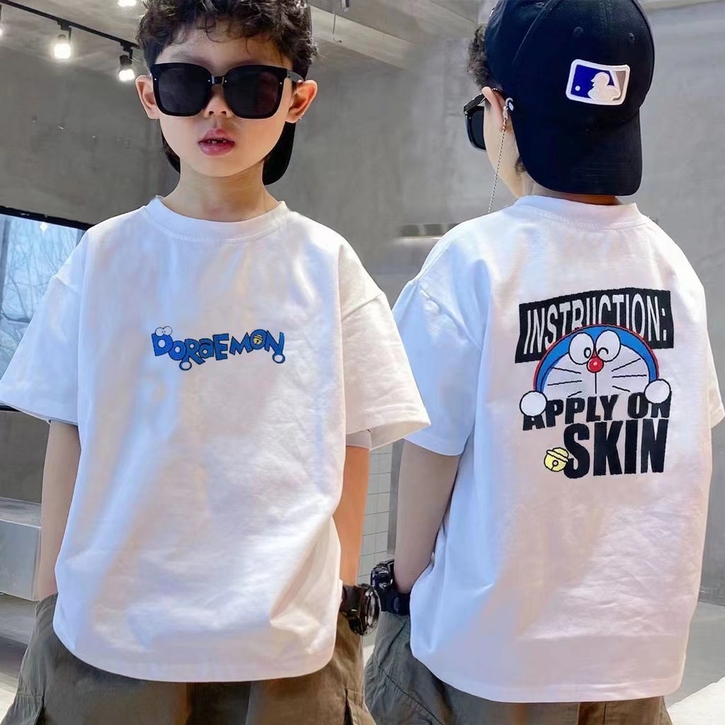 Camiseta infantil 2025 roupas infantis novo estilo meninos meninas verão manga curta médio grande crianças moda puro alg