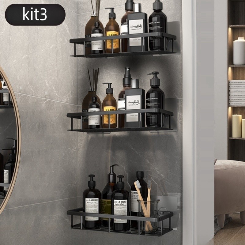 1/2/3 Suporte De Shampoo Prateleiras De Banheiro Sem Furo Premium Top alumínio suporte de banheiro ES em Oferta na Shopee