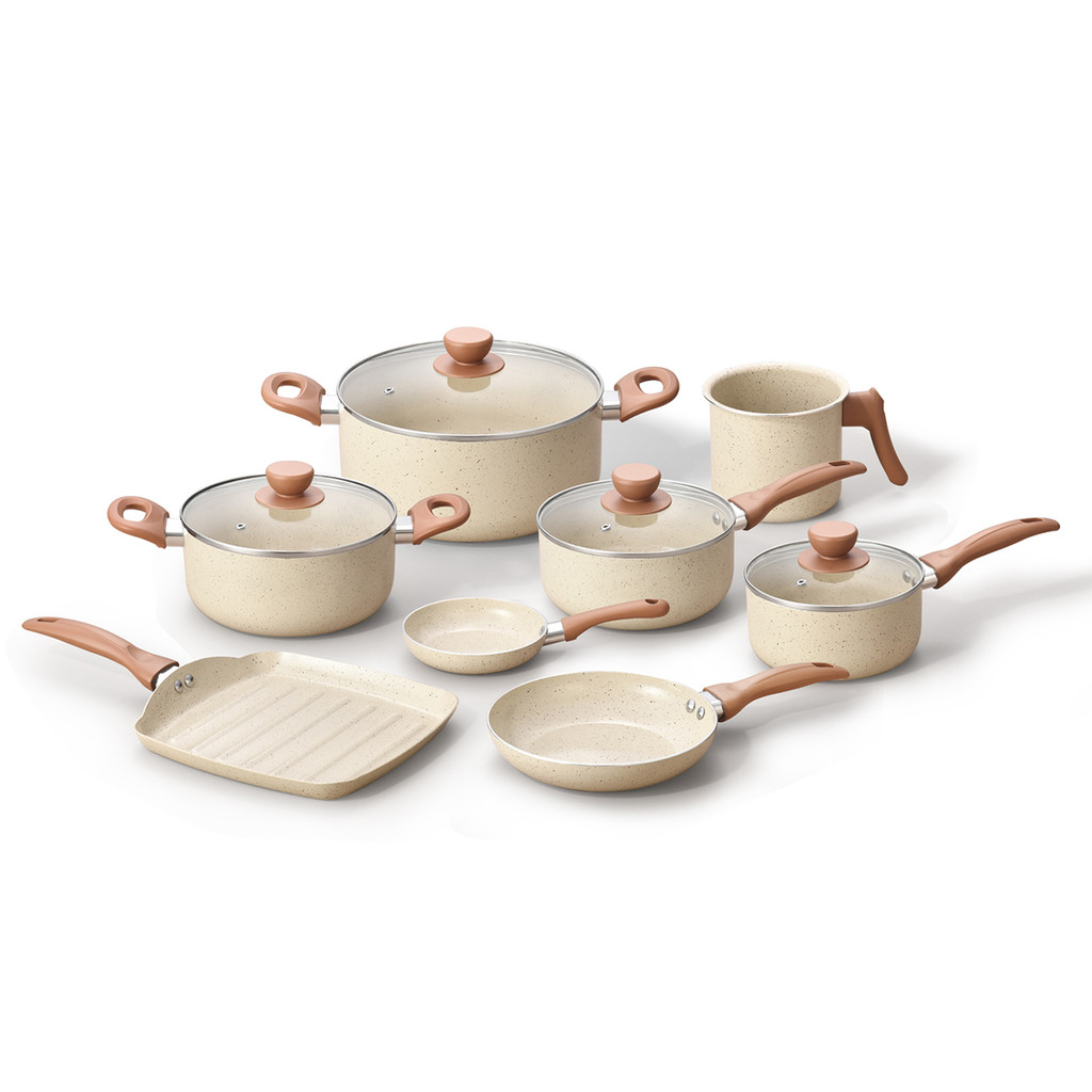 KIT 8 PANELAS COM ANTIADERENTE CERÂMICO TERRARA - OIKOS em Oferta na Shopee