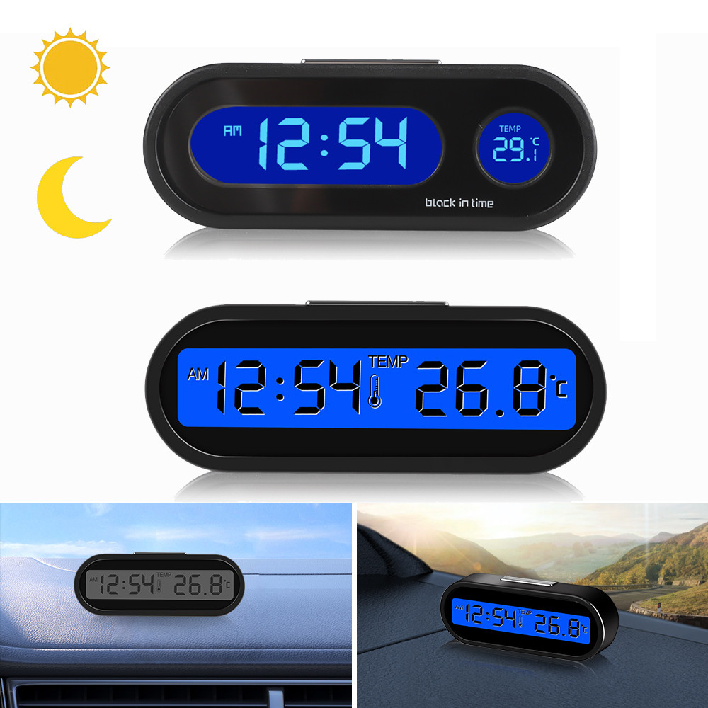 Mini Relógio De Carro Termômetro LCD Digital Backlight Eletrônico Relógios Automáticos Dentro E Fora Temperatura Do Temp