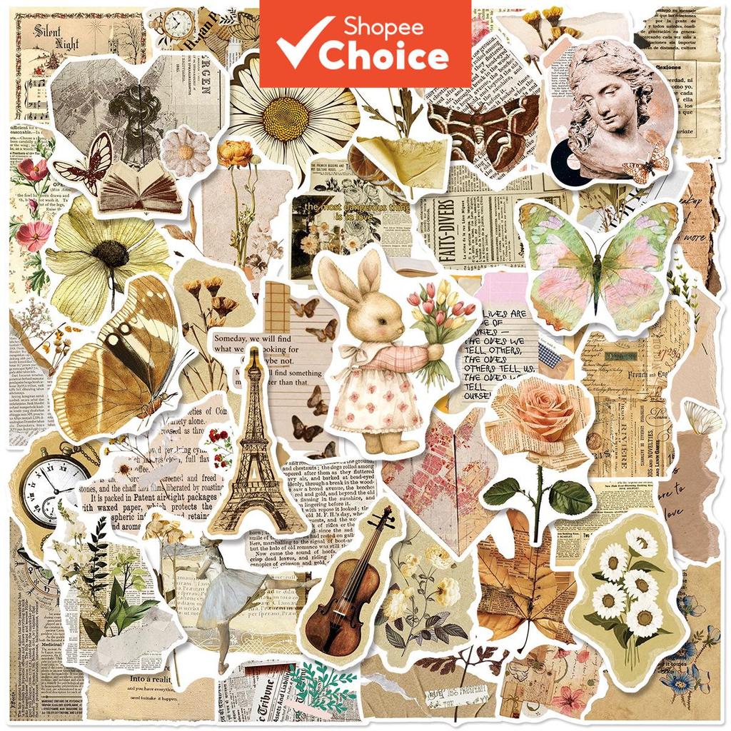 Adesivos Retrô Incompletos Para Páginas De Livros , 50 Peças , Decalques Estéticos De Papel Rasgado Vintage , Adesivo À 