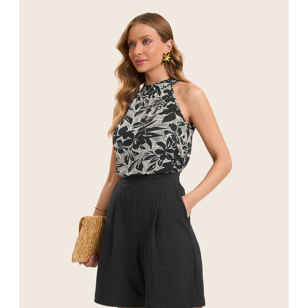 Regata Feminina em Viscotorcion Rovitex Preto em Oferta na Shopee