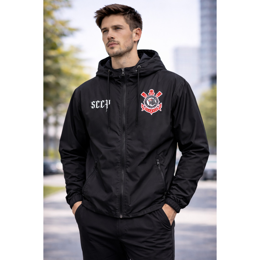 Jaqueta corta Vento Impermeável com Escudo de Time Blusa e Casaco Masculino e Feminino Blusas de Frio Entrega Rápida