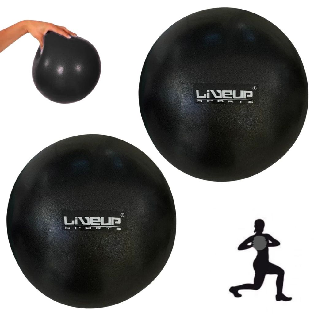 2 Unidades Overball 25 Cm Preta para Pilates Fisioterapia Liveup Yoga Exercicios Ginástica